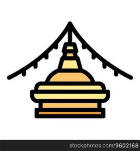 Kathmandu stupa icon outline vector. Nepal skyline. Landmark culture color flat. Kathmandu stupa icon vector flat