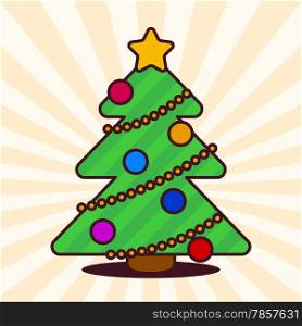 Kawaii Christmas tree with star and baubles