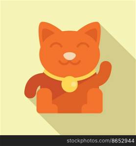 Kawaii lucky cat icon flat vector. Japan neko. Chinese animal. Kawaii lucky cat icon flat vector. Japan neko