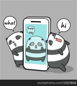 Kawaii panda prisoner in mobile phone