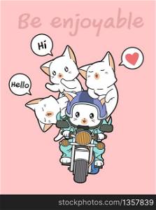 Kawaii rider cat and friends