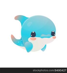 Kawaii sea dolphin vector illustration. Sea creatures underwater ilustration. Kawaii sea dolphin vector illustration. Sea creatures