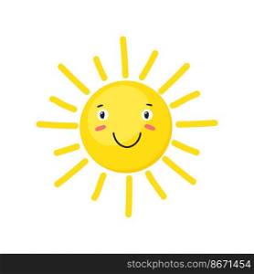 Kawaii sun. Cartoon smile of happy face, vector design isolated on white background. Kawaii sun. Cartoon smile of happy face, vector design