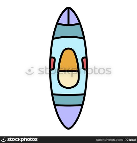 Kayak icon. Outline kayak vector icon color flat isolated on white. Kayak icon color outline vector