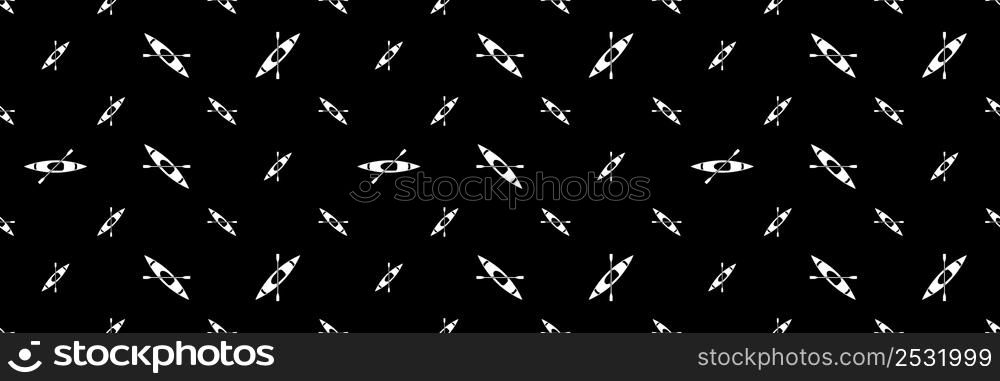 Kayak Icon Seamless Pattern, Small, Narrow Water Craft Used For Adventure Extreme Games Vector Art Illustration
