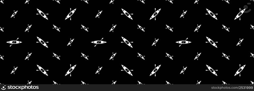 Kayak Icon Seamless Pattern, Small, Narrow Water Craft Used For Adventure Extreme Games Vector Art Illustration