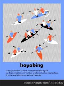 Kayaking summer poster water sea top view. Background card template. Kayaking summer poster water sea top view. The Flat design concept