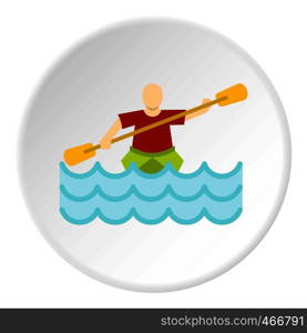 Kayaking water sport, icon in flat circle isolated vector illustration for web. Kayaking water sport icon circle