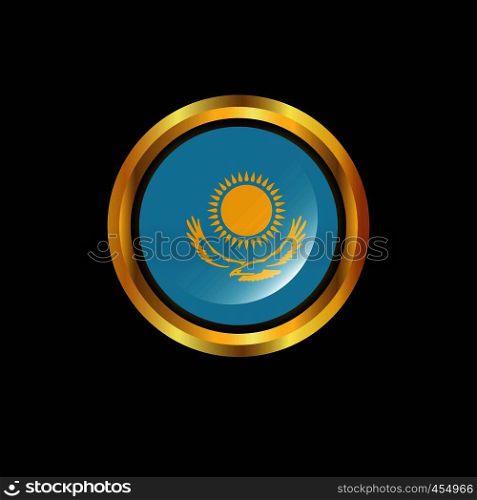 Kazakhstan flag Golden button