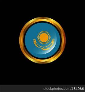 Kazakhstan flag Golden button