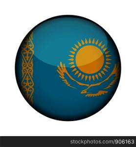kazakhstan Flag in glossy round button of icon. kazakhstan emblem isolated on white background. National concept sign. Independence Day. Vector illustration.