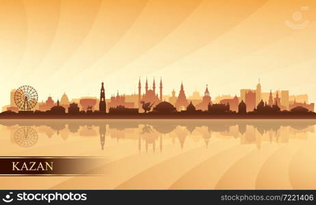 Kazan city skyline silhouette background, vector illustration