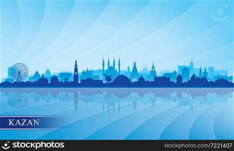 Kazan city skyline silhouette background, vector illustration
