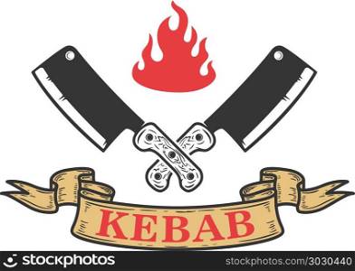 Kebab emblem template. Fast food. Design element for logo, label, emblem, sign. Vector image