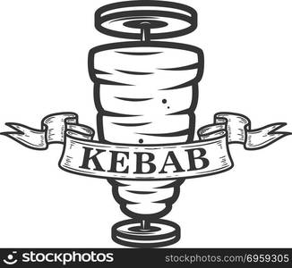 Kebab emblem template. Fast food. Design element for logo, label, emblem, sign. Vector image. Kebab emblem template. Fast food. Design element for logo, label, emblem, sign.