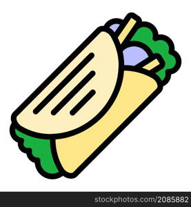 Kebab icon. Outline kebab vector icon color flat isolated. Kebab icon color outline vector