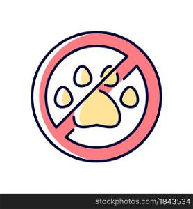 Keep away from animals RGB color manual label icon. Get vr headset away from pets to avoid breakage. Isolated vector illustration. Simple filled line drawing for product use instructions. Keep away from animals RGB color manual label icon