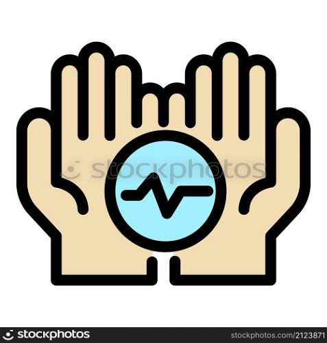 Keep care health icon. Outline keep care health vector icon color flat isolated. Keep care health icon color outline vector