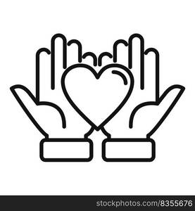 Keep care icon outline vector. Donate help. Heart gift. Keep care icon outline vector. Donate help