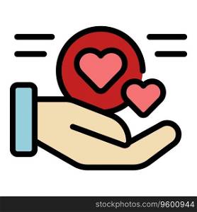 Keep heart icon outline vector. Relief activist. Share social charity color flat. Keep heart icon vector flat