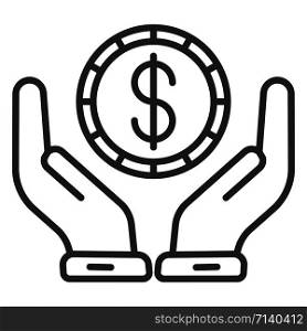 Keep money hand icon. Outline keep money hand vector icon for web design isolated on white background. Keep money hand icon, outline style
