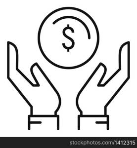 Keep money hands icon. Outline keep money hands vector icon for web design isolated on white background. Keep money hands icon, outline style