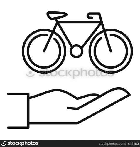 Keep rent bike icon. Outline keep rent bike vector icon for web design isolated on white background. Keep rent bike icon, outline style