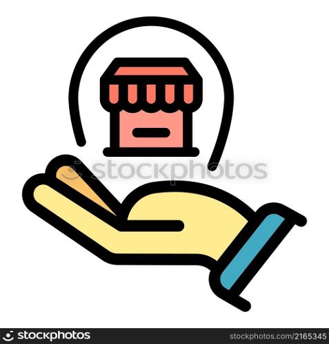 Keep shop business icon. Outline keep shop business vector icon color flat isolated. Keep shop business icon color outline vector
