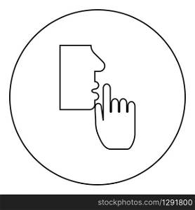 Keep silence concept Man shows index finger quietly Person closed his mouth Shut his lip Shh gesture Stop talk please theme Mute icon in circle round outline black color vector illustration flat style simple image. Keep silence concept Man shows index finger quietly Person closed his mouth Shut his lip Shh gesture Stop talk please theme Mute icon in circle round outline black color vector illustration flat style image