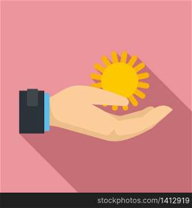 Keep sun hand protection icon. Flat illustration of keep sun hand protection vector icon for web design. Keep sun hand protection icon, flat style