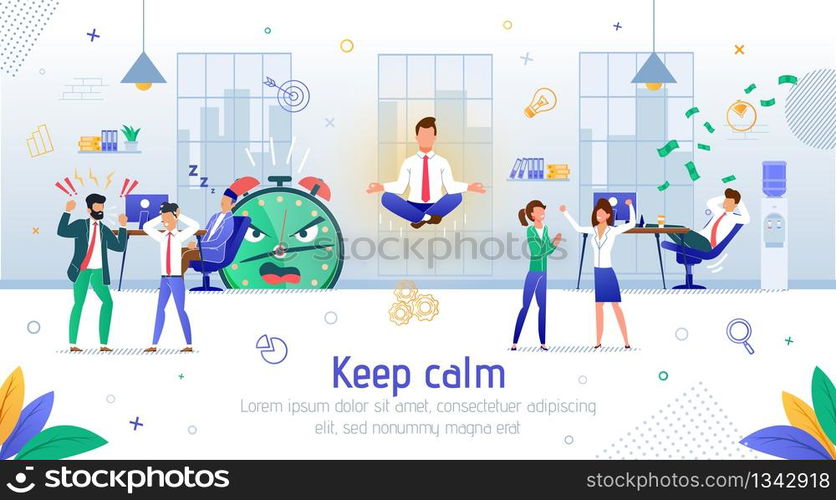 Keeping Calm and Clear Mindset in Office Work Mess Trendy Flat Vector ...