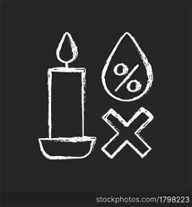 Keeping candles in dry spot chalk white manual label icon on dark background. Exposure to moisture. Humidity adjustment. Isolated vector chalkboard illustration for product use instructions on black. Keeping candles in dry spot chalk white manual label icon on dark background