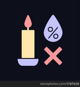 Keeping candles in dry spot RGB color manual label icon for dark theme. Isolated vector illustration on night mode background. Simple filled line drawing on black for product use instructions. Keeping candles in dry spot RGB color manual label icon for dark theme
