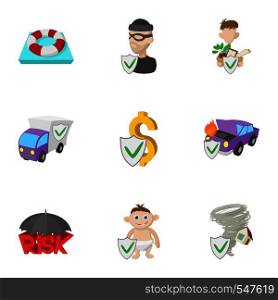 Keeping icons set. Cartoon illustration of 9 keeping vector icons for web. Keeping icons set, cartoon style