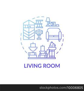 Keeping room blue gradient concept icon. Tidying and decluttering idea thin line illustration. Place for relax and spend time. Rearrangement of furniture. Vector isolated outline RGB color drawing. Keeping room blue gradient concept icon