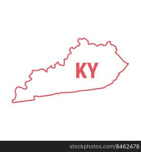 Kentucky US state map red outline border. Vector illustration isolated on white. Two-letter state abbreviation.. Kentucky US state map red outline border. Vector illustration. Two-letter state abbreviation