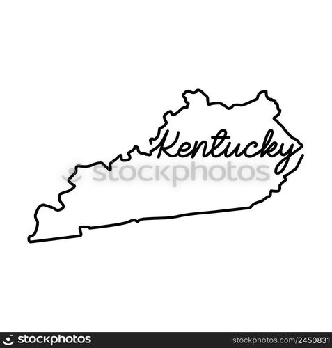 Kentucky US state outline map with the handwritten state name. Continuous line drawing of patriotic home sign. A love for a small homeland. T-shirt print idea. Vector illustration.. Kentucky US state outline map with the handwritten state name. Continuous line drawing of patriotic home sign