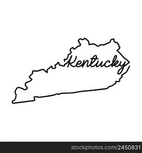 Kentucky US state outline map with the handwritten state name. Continuous line drawing of patriotic home sign. A love for a small homeland. T-shirt print idea. Vector illustration.. Kentucky US state outline map with the handwritten state name. Continuous line drawing of patriotic home sign
