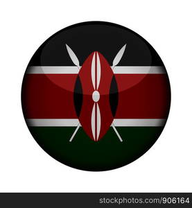 kenya Flag in glossy round button of icon. kenya emblem isolated on white background. National concept sign. Independence Day. Vector illustration.