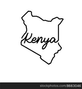 Kenya outline map with the handwritten country name. Continuous line drawing of patriotic home sign. A love for a small homeland. T-shirt print idea. Vector illustration.. Kenya outline map with the handwritten country name. Continuous line drawing of patriotic home sign