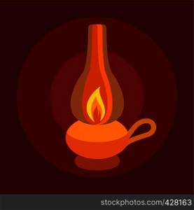 Kerosene lamp icon. Flat illustration of kerosene lamp vector icon for web. Kerosene lamp icon, flat style