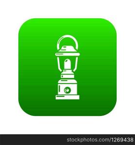 Kerosene lamp icon green vector isolated on white background. Kerosene lamp icon green vector