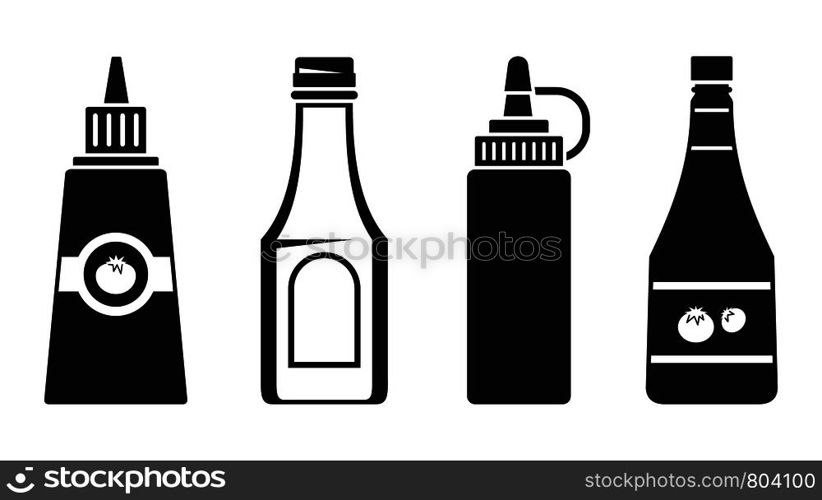 Ketchup bottle icon set. Simple set of ketchup bottle vector icons for web design on white background. Ketchup bottle icon set, simple style