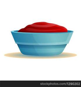 Ketchup bowl icon. Cartoon of ketchup bowl vector icon for web design isolated on white background. Ketchup bowl icon, cartoon style