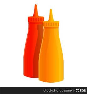 Ketchup mustard bottle icon. Cartoon of ketchup mustard bottle vector icon for web design isolated on white background. Ketchup mustard bottle icon, cartoon style