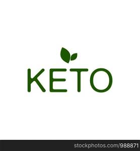 Keto inscription with leaf. Diet. Vector eps10