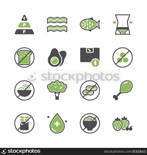 Ketogenic diet in glyph icon set.Vector illustration