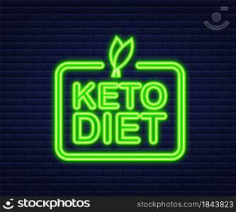 Ketogenic diet logo sign. Keto diet. Neon icon. Vector illustration. Ketogenic diet logo sign. Keto diet. Neon icon. Vector illustration.