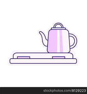 Kettle and electric range semi flat color vector element. Full sized object on white. Preparing tea. Cooking at home simple cartoon style illustration for web graphic design and animation. Kettle and electric range semi flat color vector element