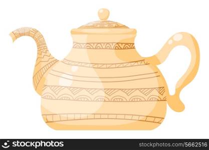 Kettle beige vintage style Tribal. Isolated on white background. Vector illustration.